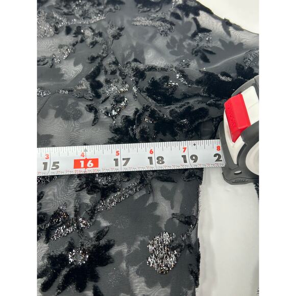 VTG Top Women SZ 10 y2K Black Burnout Velvet 90s  Whimsigoth Sheer Witchy Event - Picture 5 of 10